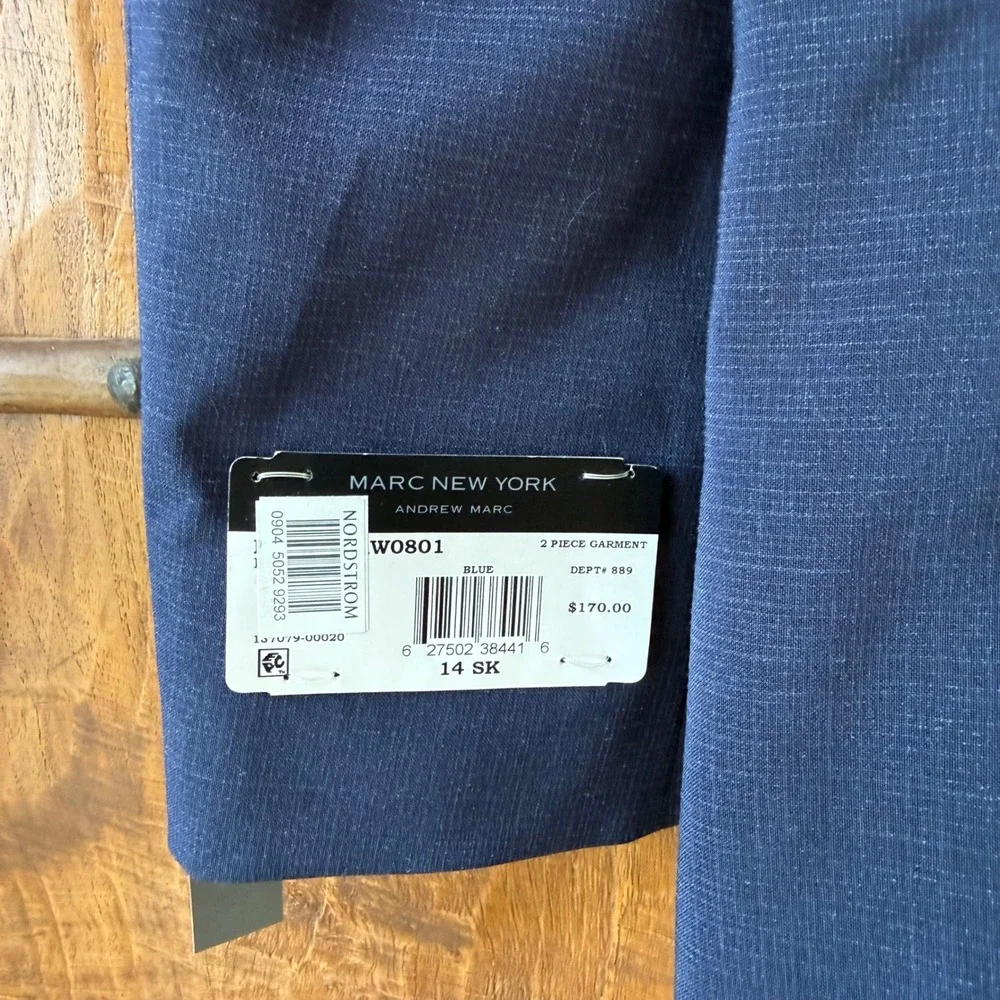 Marc New York Suit Jacket Mens 14 SK Blue Skinny Fit Stretch Blazer NWT
